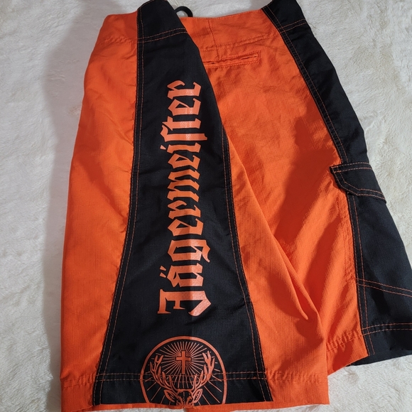 Jagermeister Mens Medium size Boardshorts Orange Black - Picture 4 of 6